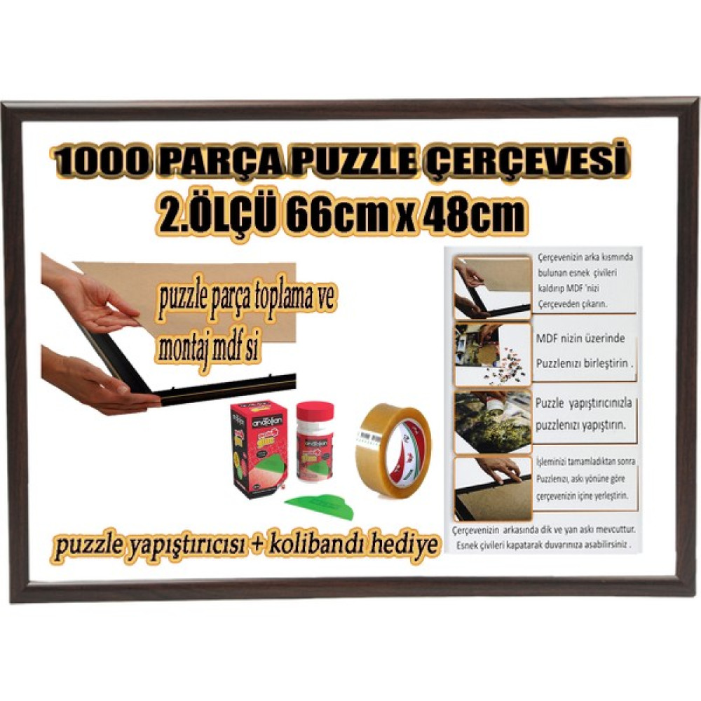 Efor Puzzle Çerçevesi 1000 Parça -Camsız - 2.ölçü 66 cm x 48 cm - Renk Koyu Kahve -Çerçeve 23 mm - Koyu Kahverengi Puzzle & Aksesuarları Fiyatı