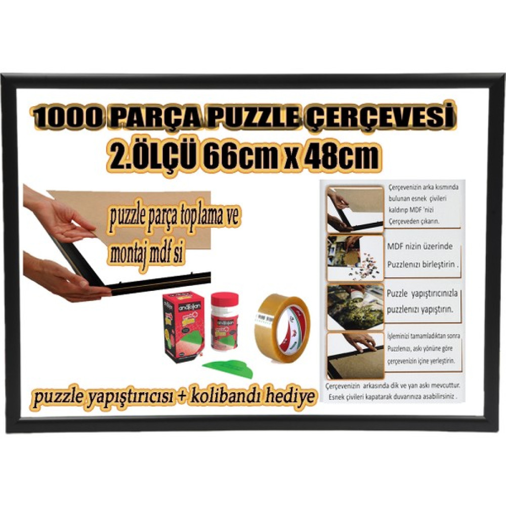 Efor Puzzle Çerçevesi 1000 Parça -Camsız - 2.ölçü 66 cm x 48 cm - Renk Siyah-Çerçeve 23 mm - Siyah Puzzle & Aksesuarları Fiyatı