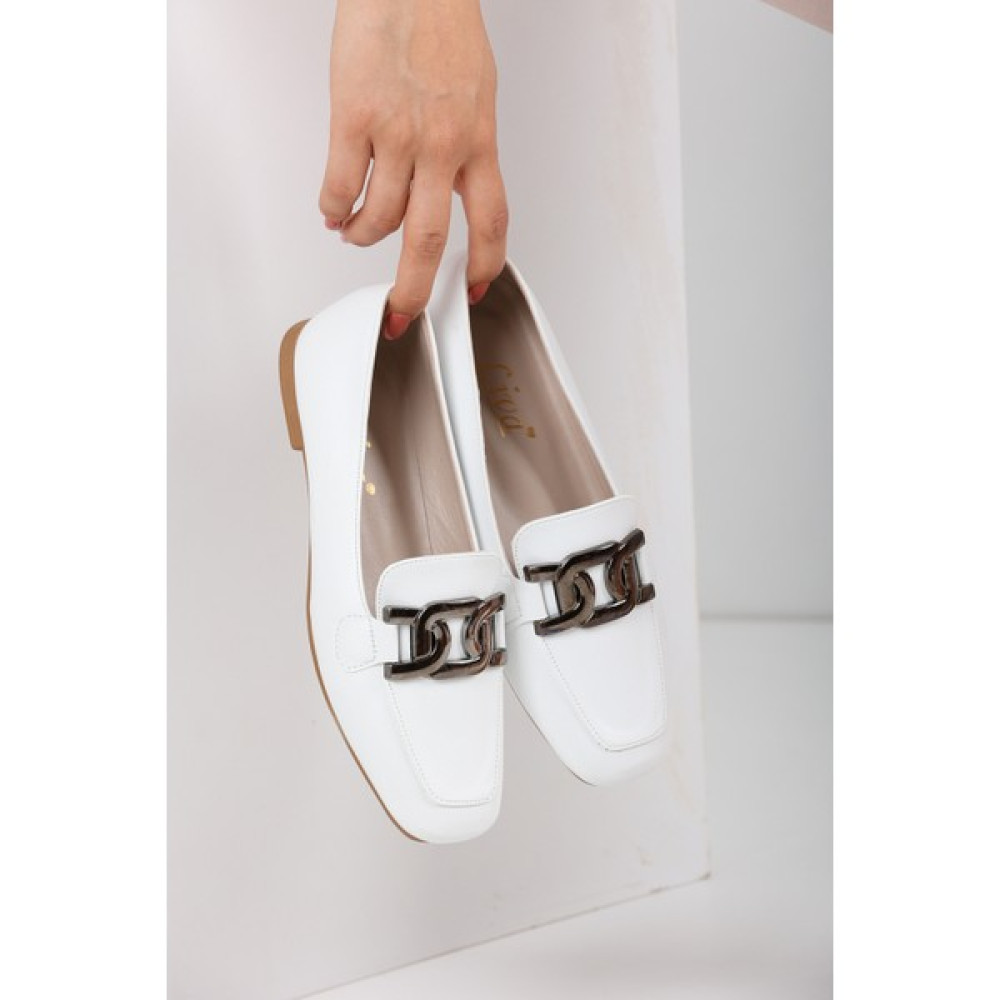 Eformoda Beyaz Kadın Tokalı Loafer Ayakkabı 5235 Kadın Ayakkabıları Fiyatı