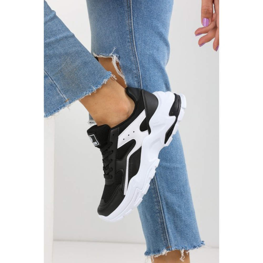 Eformoda Siyah Beyaz Kadın Sneaker 0150 Spor Ayakkabı Fiyatı