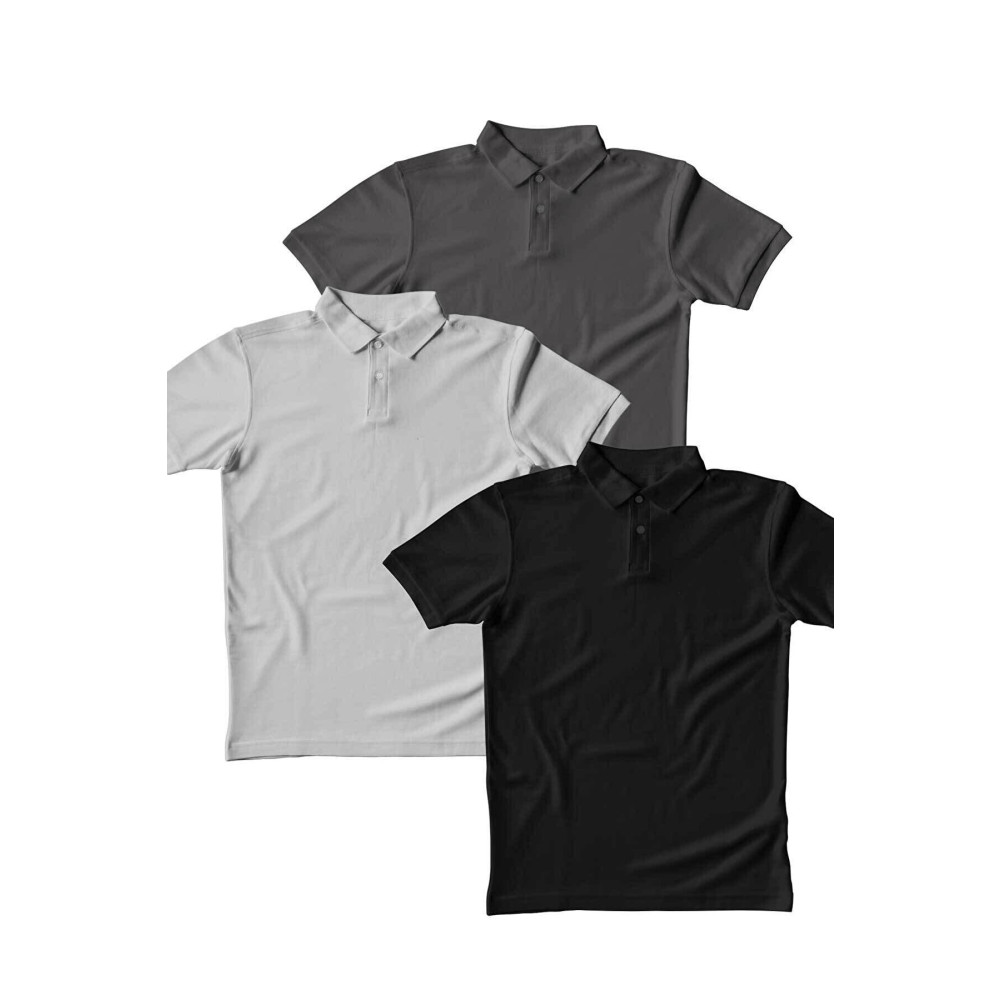 efraim giyim Regular Fit Gri/füme/siyah Pike Dokulu Polo Yaka T-shirt S Beden Bayan T-shirt Fiyatı