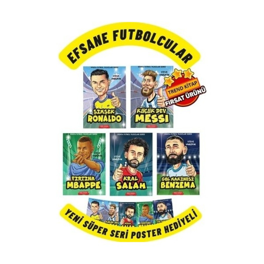 Efsane Futbolcular 5 Kitap Set 2024 Yeni Seri( Messi,ronaldo.mbappe,salah, Vs) Çocuk Öykü Fiyatı