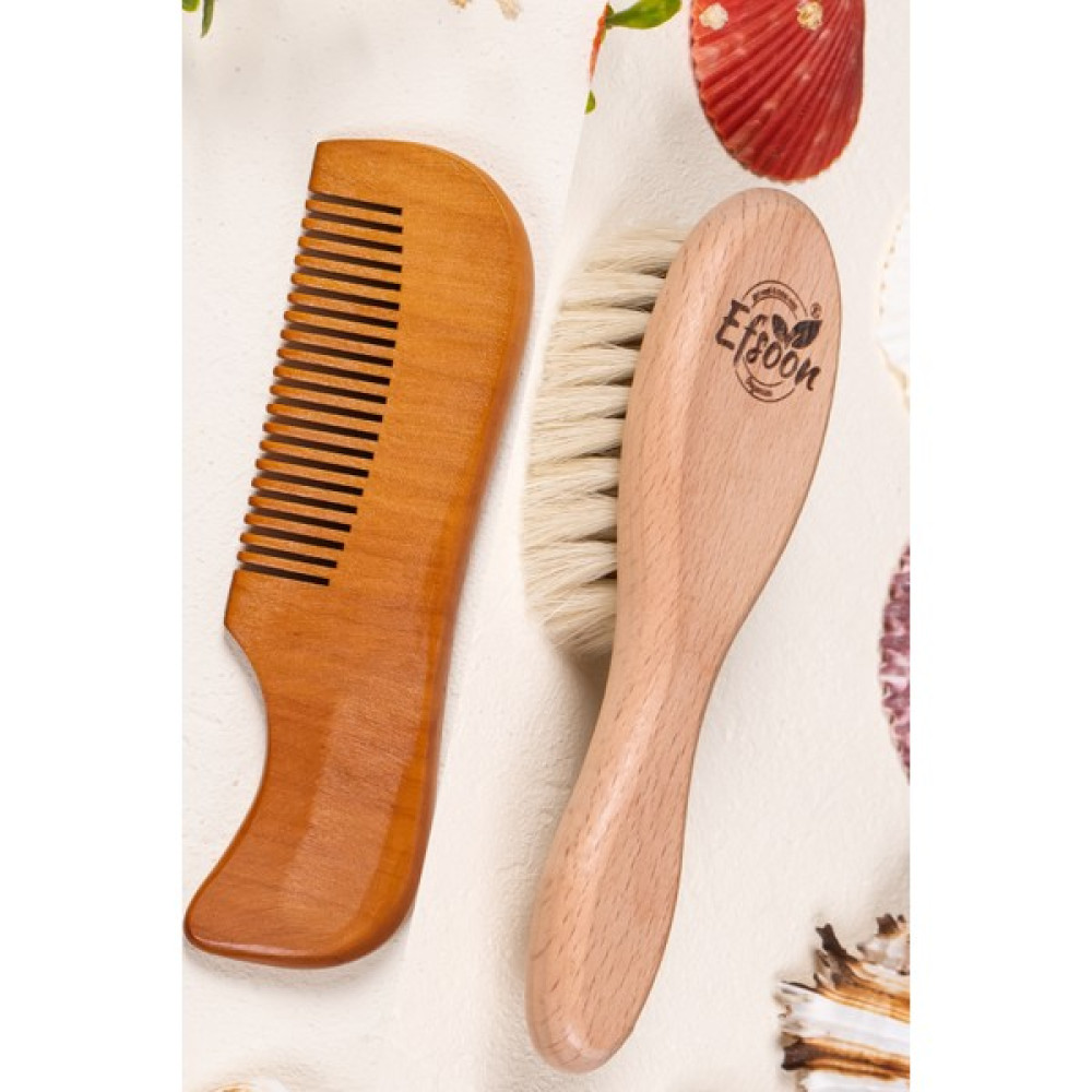 Efsoon Organics Bebek Saç Fırçası ve Tarak Seti Yeni Doğanlar ve Küçük Çocuklar Için Doğal Keçi Kılı Fırça İsim Yazılabilir - Set Bebek Saç Fırça-Tarak Fiyatı