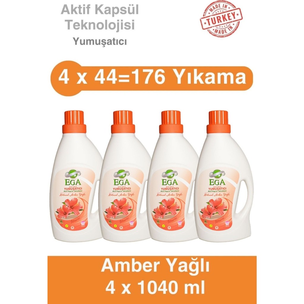 Ega Aktif Kapsül Teknolojili Amber Çamaşır Yumuşatıcısı 4 X 1040 ml - 4,32 lt Çamaşır Yıkama Fiyatı
