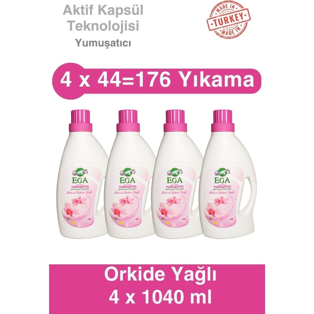 Ega Aktif Kapsül Teknolojili Orkide Yağlı Çamaşır Yumuşatıcısı 4 X 1040 ml 176 Yıkama - 4,32 lt Çamaşır Yıkama Fiyatı