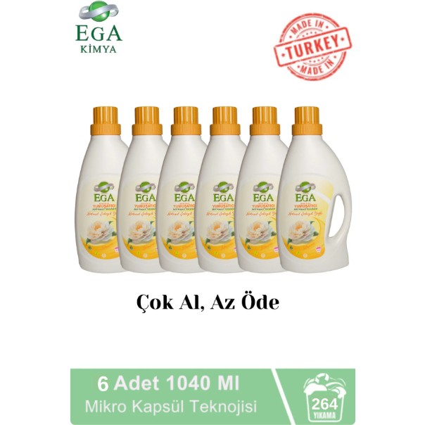 Ega Aktif Kapsül Teknolojili Şakayık Çamaşır Yumuşatıcısı 6 X 1040 ml 264 Yıkama - 6 lt Çamaşır Yıkama Fiyatı