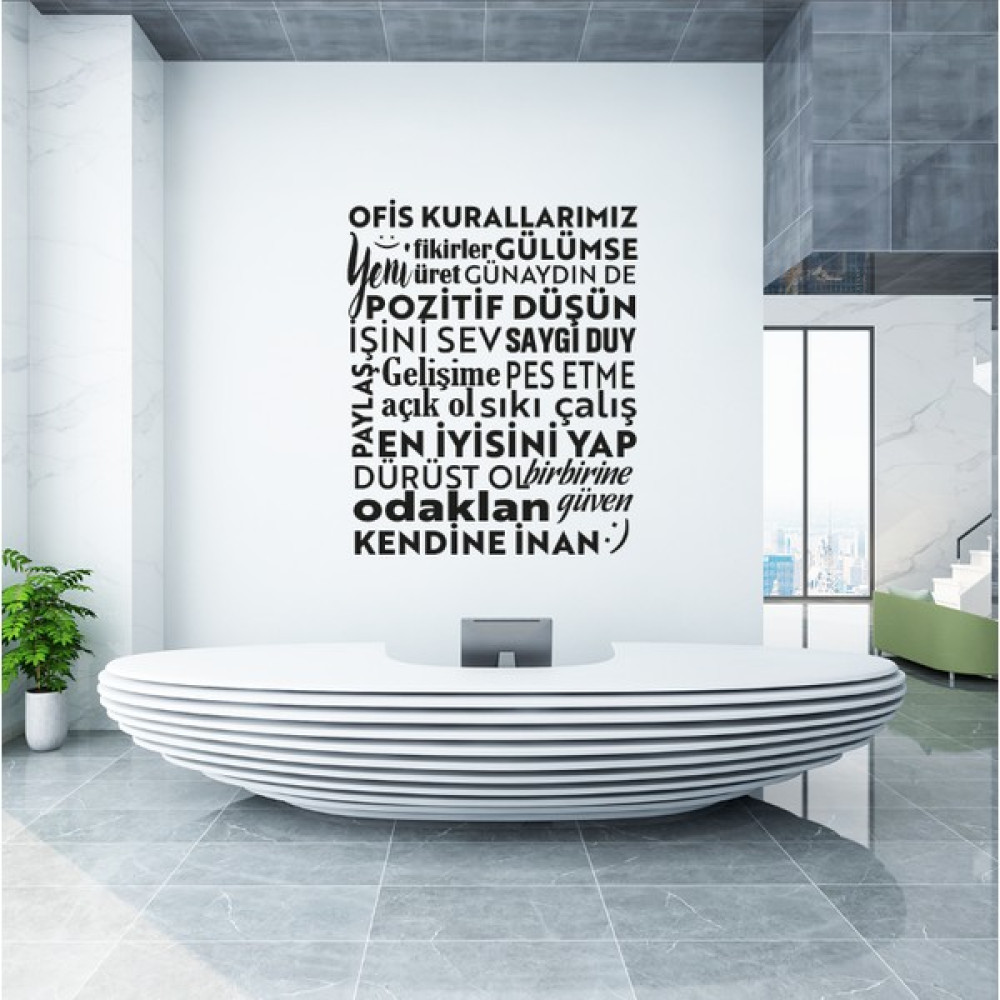 Ega Ofis Kuralları Duvar Sticker - 90 x 100 cm - Siyah Duvar Stickerı Fiyatı