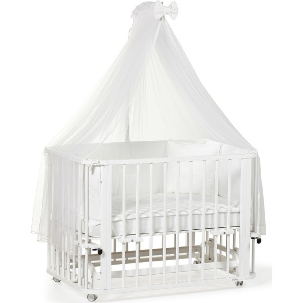 Ege Baby Beyaz Ahşap 4 in 1 Beşik Takım (BL) Fonksiyonel-Anneyanı, Karyola, Oyunparkı, Montessori 70x110 Beşik Fiyatı