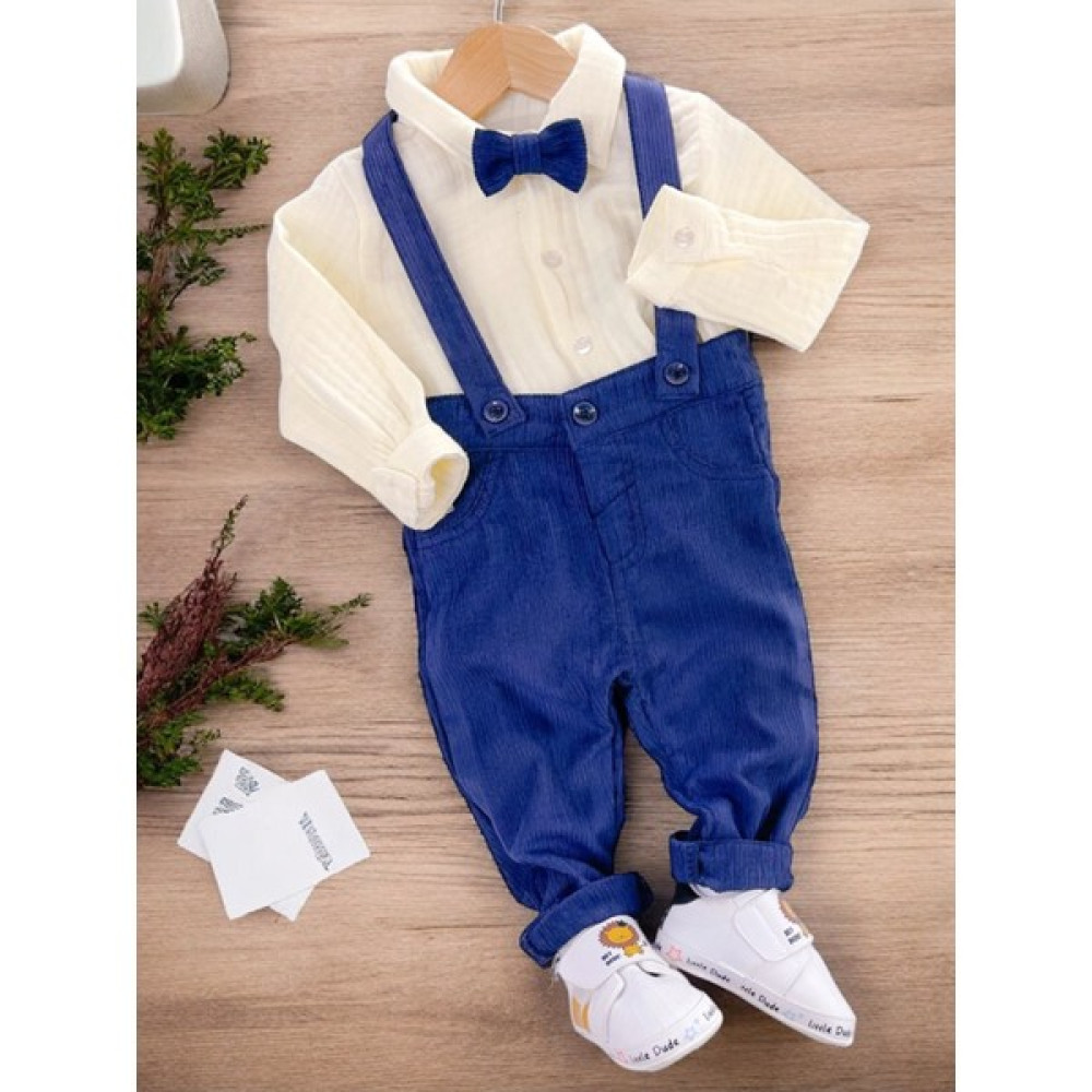 Ege Bebek Erkek Bebek Papyonlu Askılıklı Kadife Pantalon Müslin Gömlekli Alt Üst Takım Bebek Giysi Takım Fiyatı