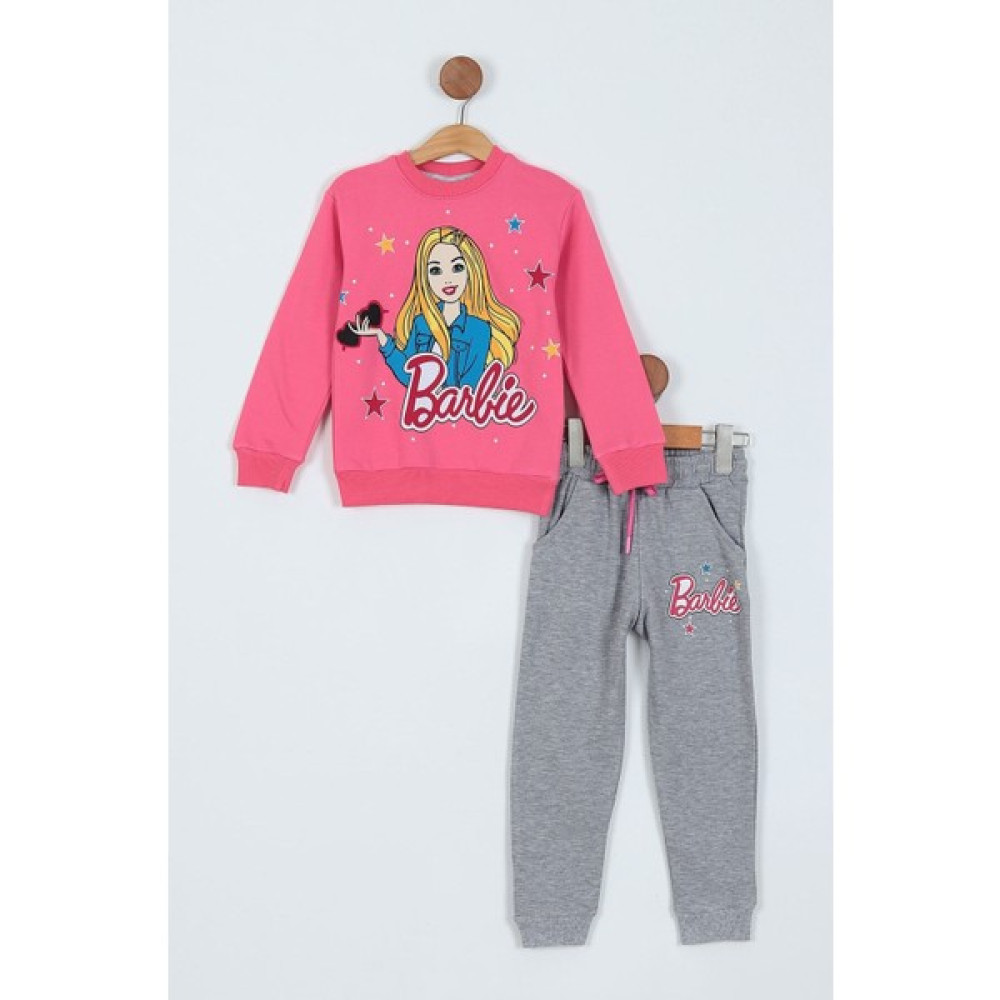 Ege Bebek Kız Çocuk Barbie Baskılı Uzun Kollu Bisiklet Yaka Eşofman Takımı 3-8 Yaş Kız Çocuk Giyim Takımı Fiyatı