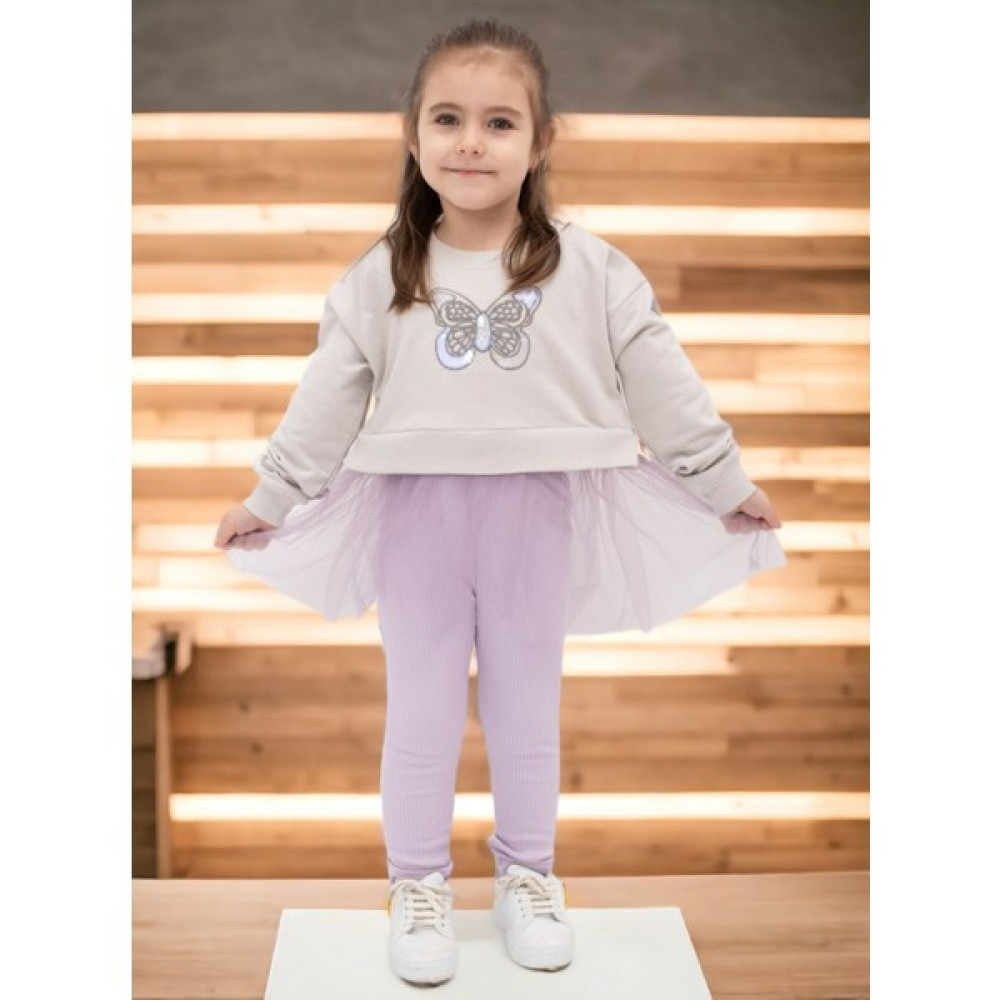 Ege Bebek Kız Çocuk Tüllü Sweatshirt ve Taytlı 2 Ip Mevsimlik Uzun Kollu Bayramlık Alt Üst Takım Kız Çocuk Giyim Takımı Fiyatı
