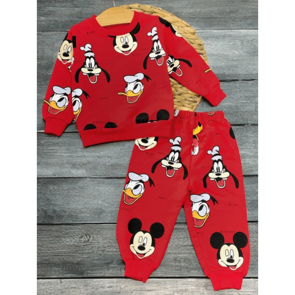 Ege Bebek Mevsimlik Mickey-Donald-Goofy Çizgi Film Karakter Baskılı 6-9-12-18 Ay Unisex Bebek Takımı Bebek Giysi Takım Fiyatı