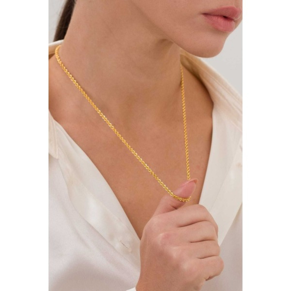 Ege Gold Burma Halat Zincir Kolye 22 Ayar - 3mm Kadın Kolye Halat Burgu Kolye - Sarı - 45 cm Altın Kolye Fiyatı