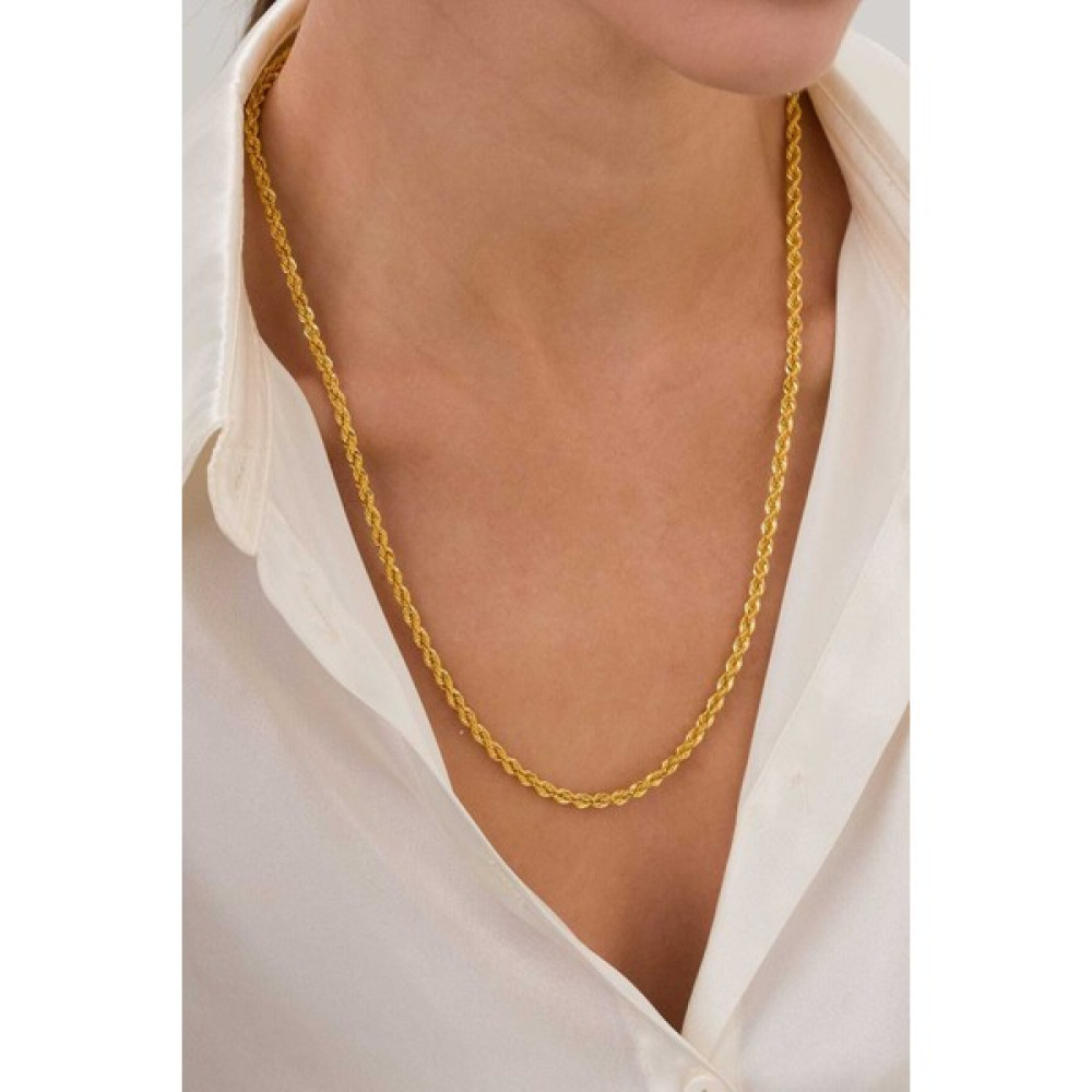 Ege Gold Burma Halat Zincir Kolye 22 Ayar - 4mm Halat Burgu Kolye - Sarı - 40 cm Altın Kolye Fiyatı