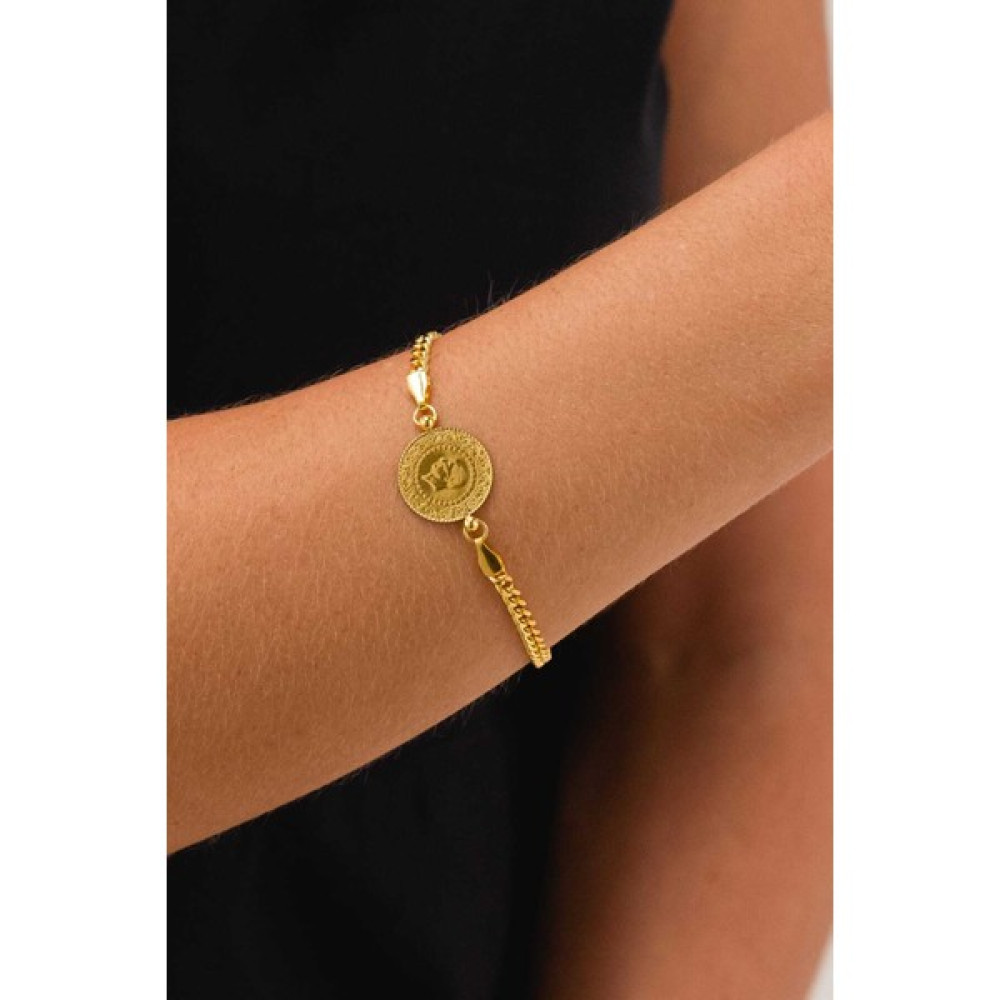 Ege Gold Çeyrek Altınlı Gurmet Bileklik Çeyrekli Bileklik - 21 cm - Sarı Saat ve Bileklik Aksesuarı Fiyatı
