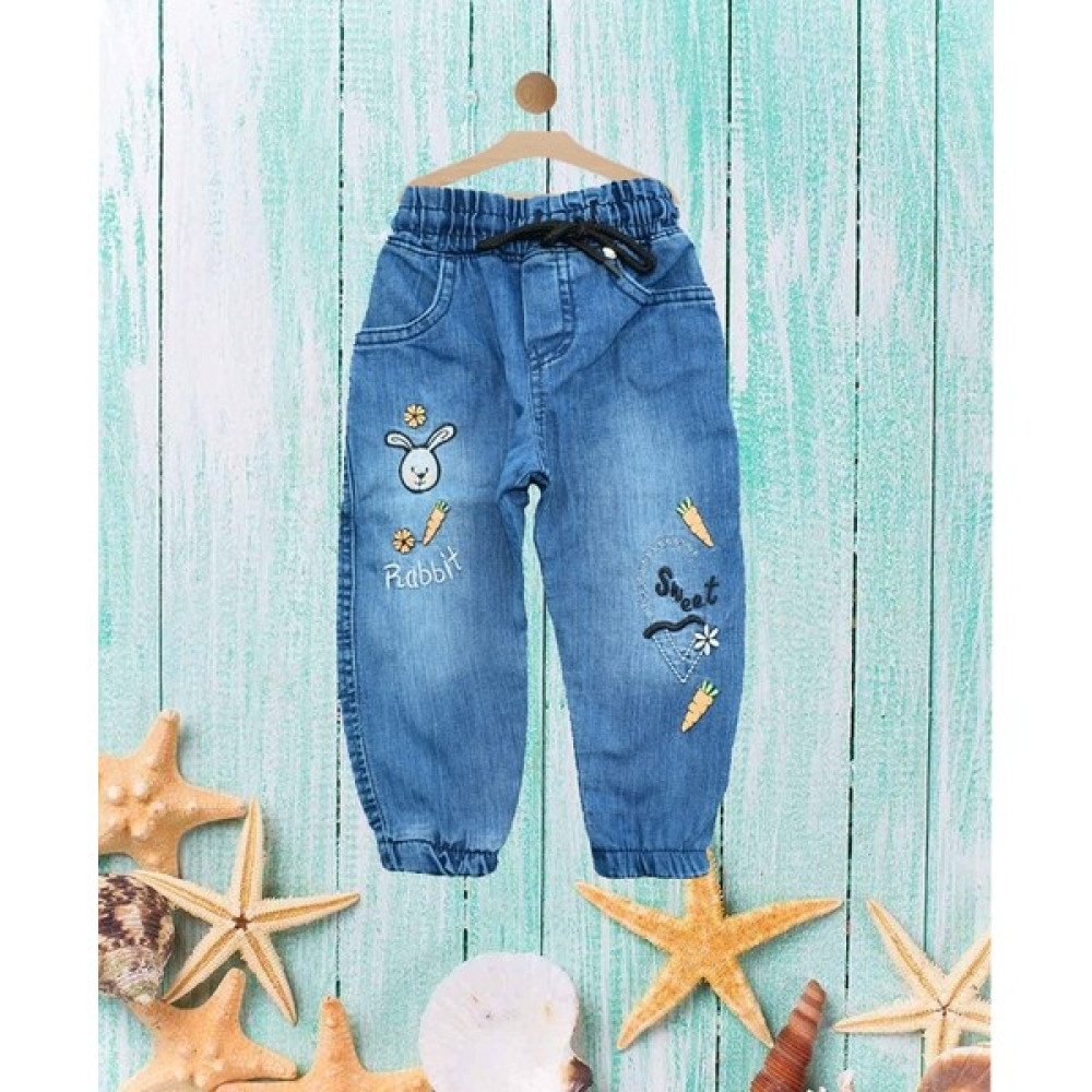 Egecan Jeans Wear Kız Çocuk Tavşan Işlemeli Kot Pantolon Kız Çocuk Pantolon Fiyatı