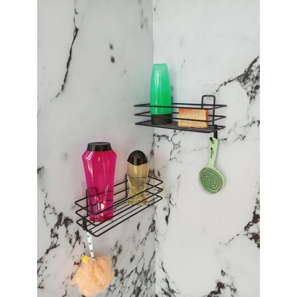 Egem Home Yapışkanlı Kancalı 2 Adet Banyo Rafı Mat Siyah Banyo Duş Rafı Banyo Askılık Fiyatı