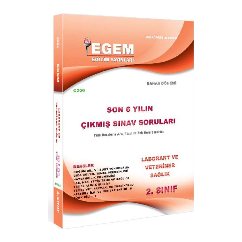 Egem Yayınları 2. Sınıf Laborant ve Veteriner Sağlık Çıkmış Sınav Soruları (2012 - 2018) - Bahar Dönemi (4. Yarıyıl) Açıköğretim Kitapları ve Setleri Fiyatı
