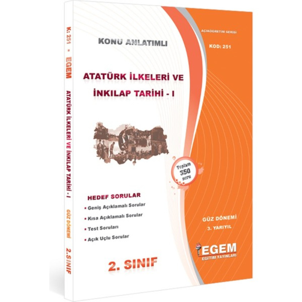 Egem Yayınları Açık Öğretim (Aöf) Atatürk Ilke ve Inklapları 1 Konu Anlatımlı Soru Bankası Açıköğretim Kitapları ve Setleri Fiyatı