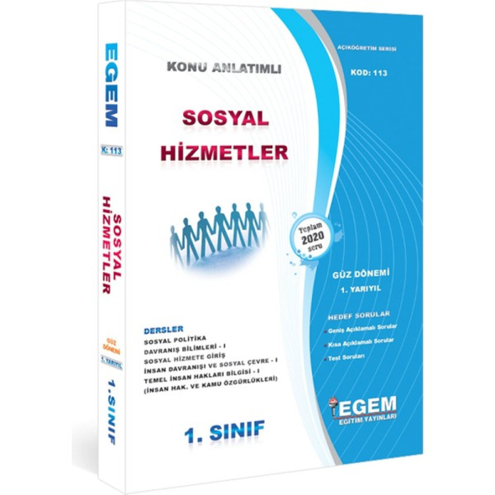 Egem Yayınları Aöf Açık Öğetim Sosyal Hizmetler 1 Sınıf Güz 1.dönem Konu Anlatımlı Soru Bankası Açıköğretim Kitapları ve Setleri Fiyatı