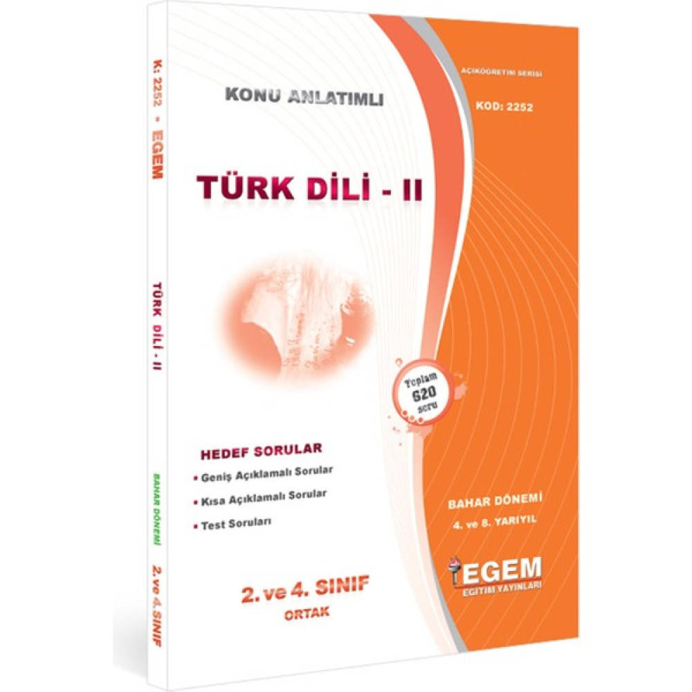 Egem Yayınları Aöf Açık Öğetim Türk Dili 2 Konu Anlatımlı Soru Bankası Açıköğretim Kitapları ve Setleri Fiyatı