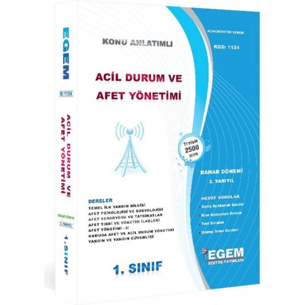 Egem Yayınları AÖF Acil Durum ve Afet Yönetimi 1..sınıf 2.. Yarıyıl Bahar Dönemi Konu Anlatımlı Soru Bankası (Ciltli) Açıköğretim Kitapları ve Setleri Fiyatı