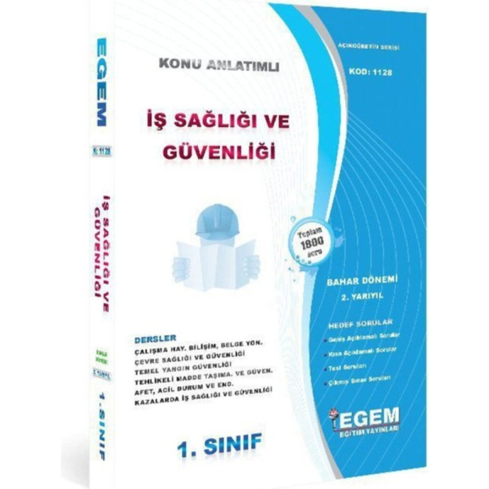 Egem Yayınları AÖF Iş Sağlığı ve Güvenliği 1. Sınıf 2. Yarıyıl Bahar Dönemi Ders Sınav Kitapları Fiyatı