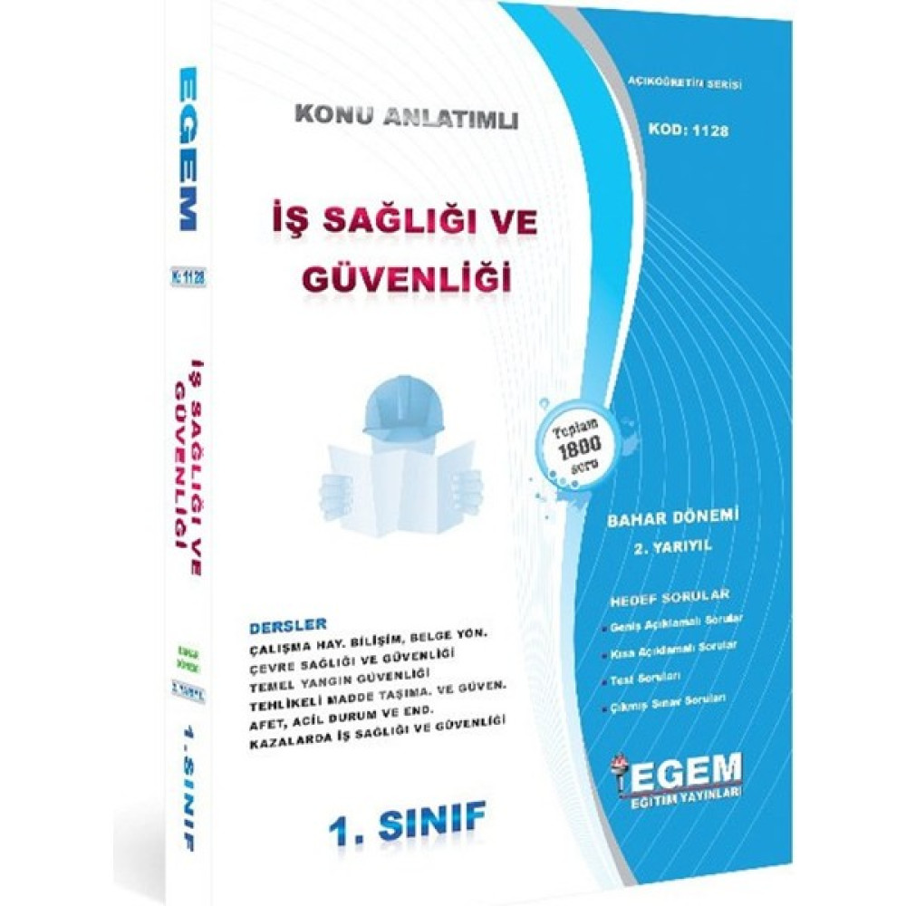 Egem Yayınları AÖF Iş Sağlığı ve Güvenliği 1 Sınıf Bahar Dönemi 2 Dönem Konu Anlatımlı Soru Bankası Açıköğretim Kitapları ve Setleri Fiyatı