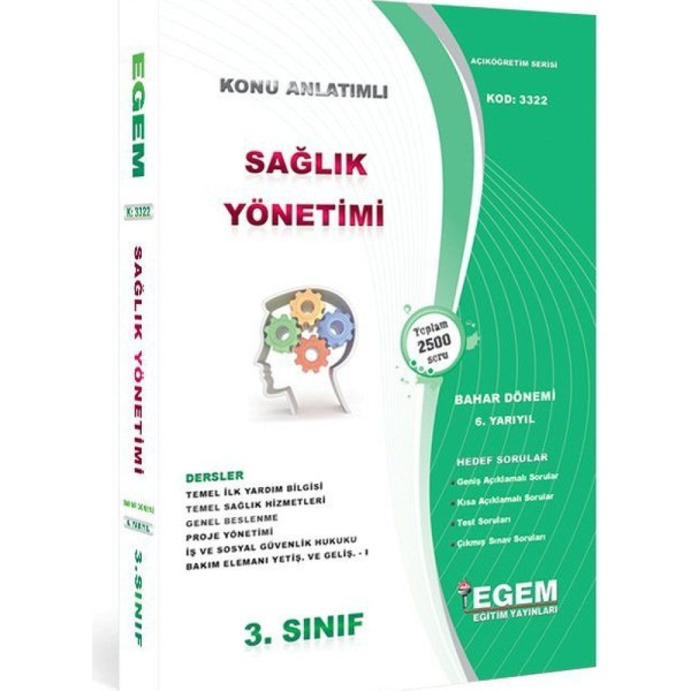 Egem Yayınları AÖF Sağlık Yönetimi Bölümü 3 Sınıf 6 Yarıyıl Bahar Dönemi Konu Anlatımlı Soru Bankası Güncel Açıköğretim Kitapları ve Setleri Fiyatı