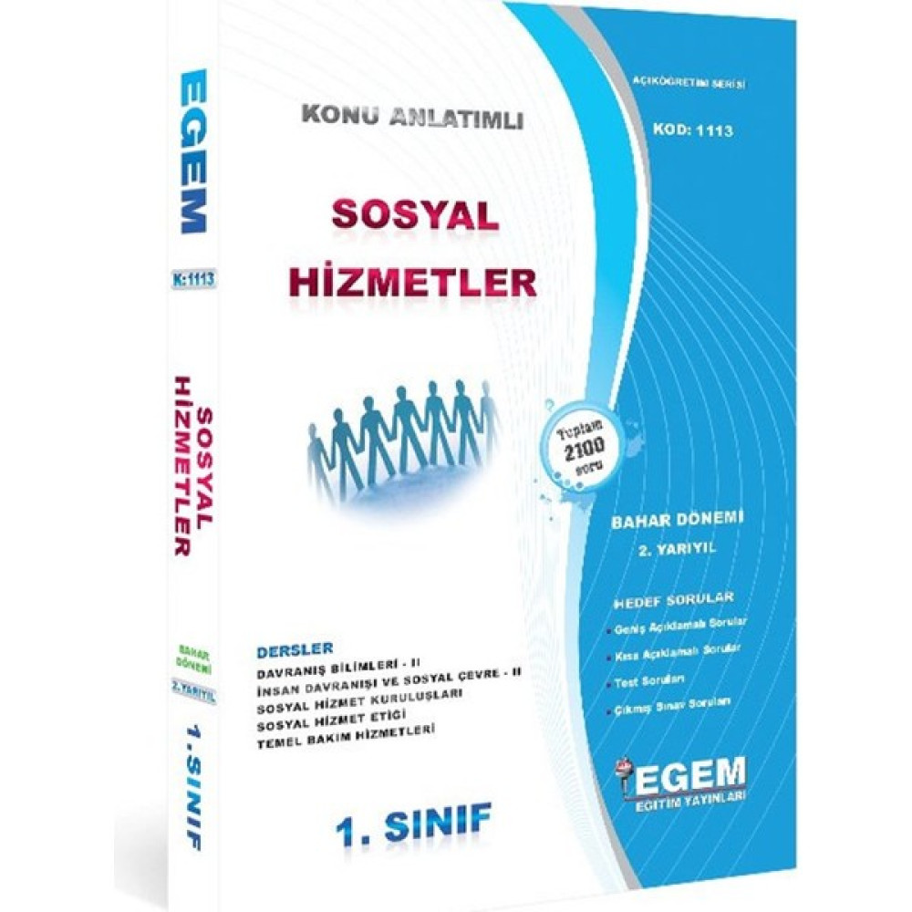 Egem Yayınları AÖF Sosyal Hizmetler 1 Sınıf 2 Dönem (Bahar) Konu Anlatımlı Soru Bankası Açıköğretim Kitapları ve Setleri Fiyatı