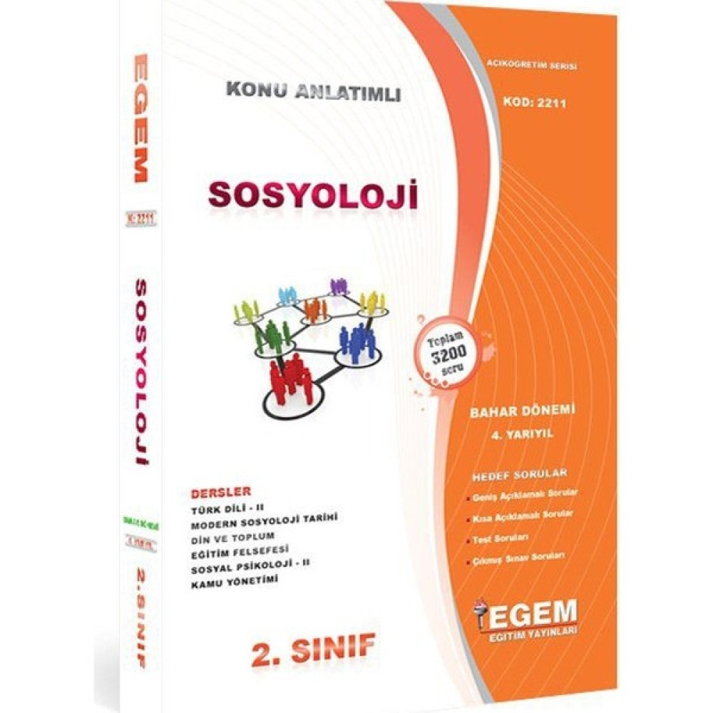 Egem Yayınları AÖF Sosyoloji Bölümü 2. Sınıf 4 Yarıyıl Bahar Dönemi Konu Anlatımlı Soru Bankası Güncel Açıköğretim Kitapları ve Setleri Fiyatı