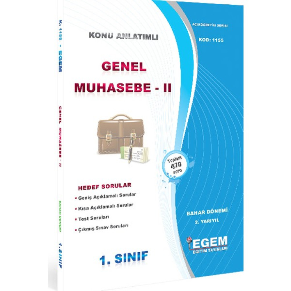 Egem Yayınları Genel Muhasebe - Iı Konu Anlatımlı Soru Bankası - Bahar Dönemi (2. Yarıyıl) Açıköğretim Kitapları ve Setleri Fiyatı