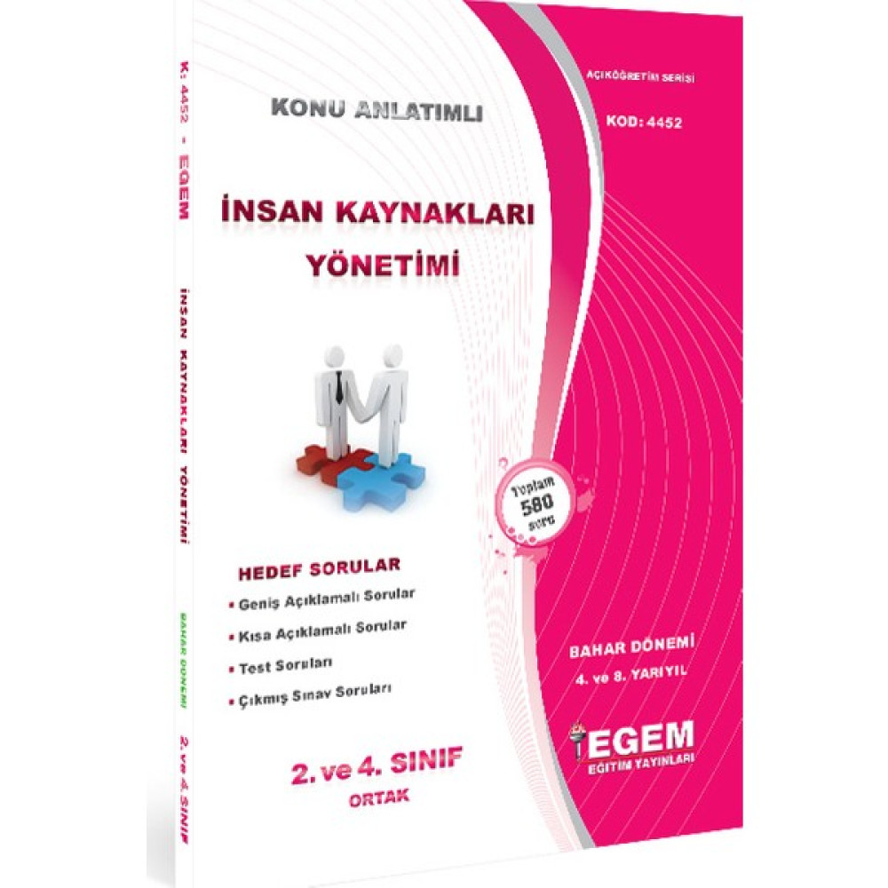 Egem Yayınları Insan Kaynakları Yönetimi Konu Anlatımlı Soru Bankası - Bahar Dönemi (8. Yarıyıl) Açıköğretim Kitapları ve Setleri Fiyatı
