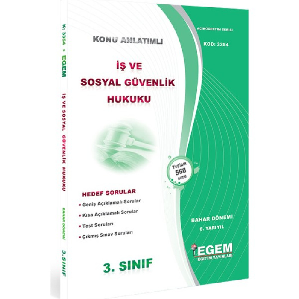 Egem Yayınları Iş ve Sosyal Güvenlik Hukuku Konu Anlatımlı Soru Bankası - Bahar Dönemi (6. Yarıyıl) Açıköğretim Kitapları ve Setleri Fiyatı