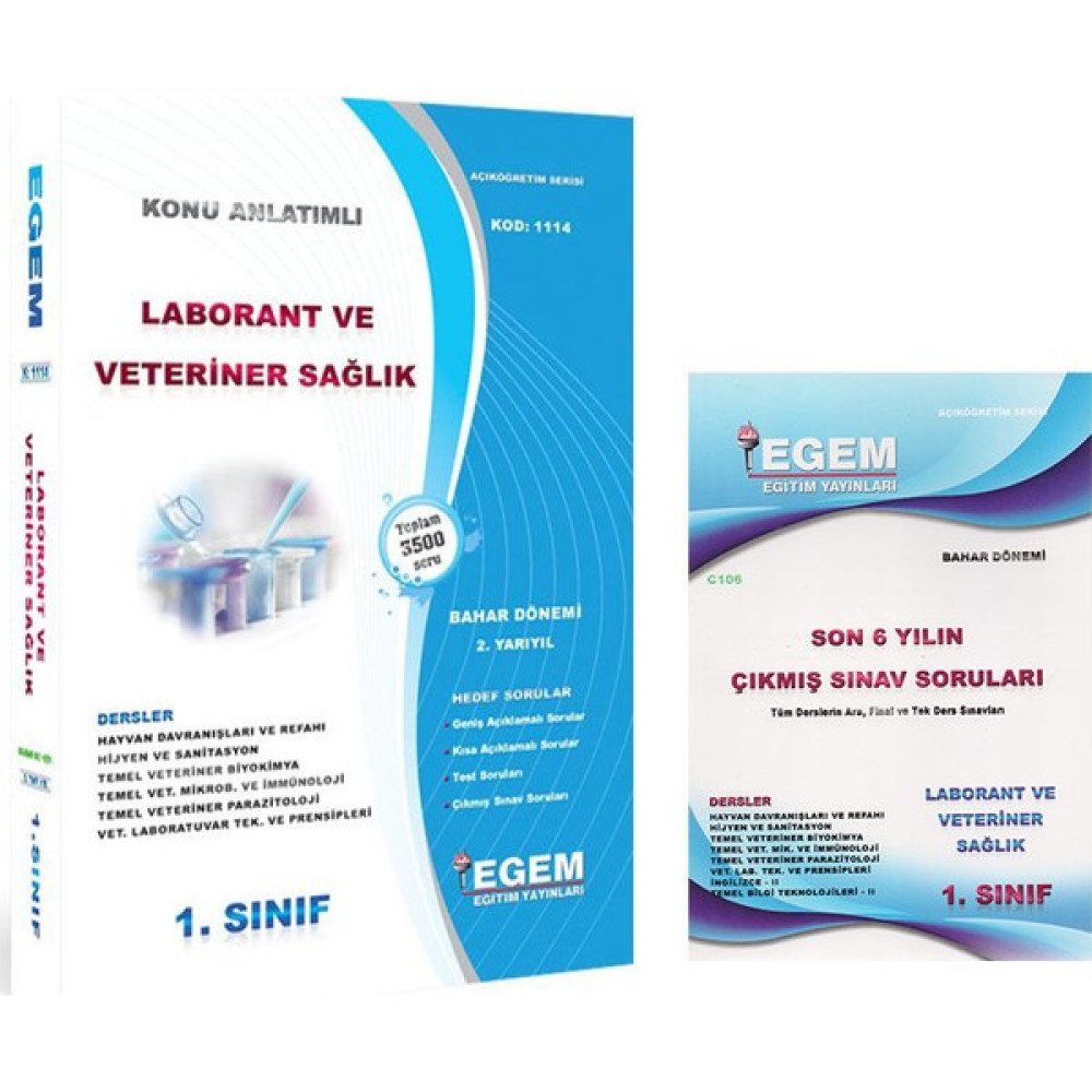 Egem Yayınları Laborant Ve Veteriner Sağlık 1. Sınıf 2. Yarıyıl Bahar Konu Anlatımı Ve Çıkmış Set Açıköğretim Kitapları ve Setleri Fiyatı