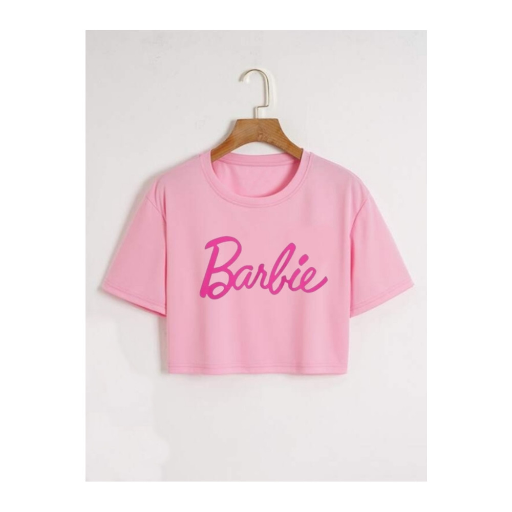 EgeModa Kadın Barbie Baskılı Crop T-shirt L Beden Bayan T-shirt Fiyatı