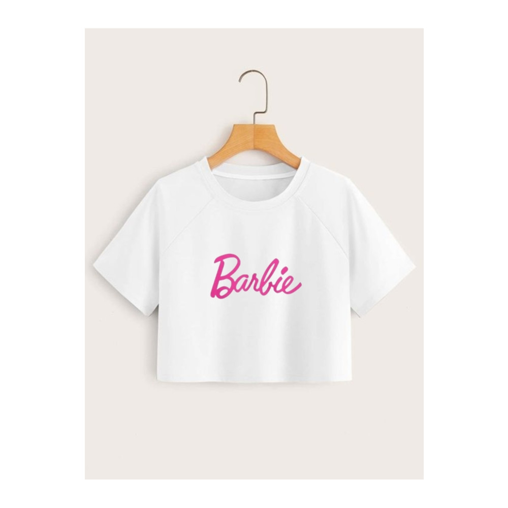 EgeModa Kadın Barbie Baskılı Crop T-shirt M Beden Bayan T-shirt Fiyatı
