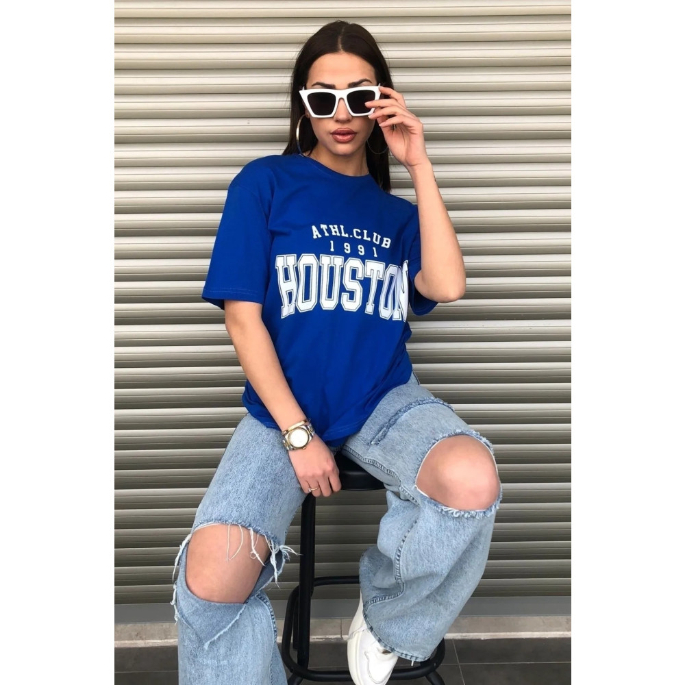 EgeModa Kadın Houston Baskılı Oversize T-shirt L Beden Bayan T-shirt Fiyatı