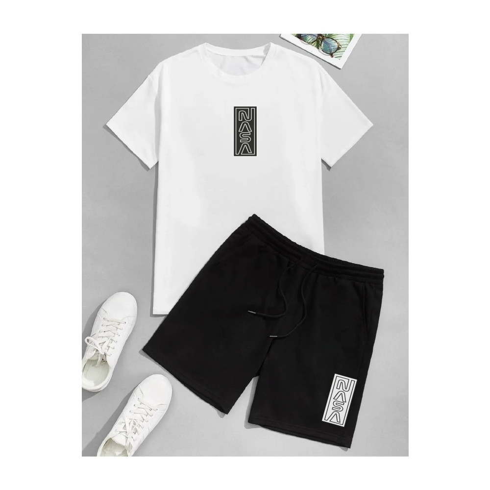 EgeModa Nasa Baskılı Oversize Unisex T-shirt Ve Şort Kombini 2 Ürün L Beden Bayan T-shirt Fiyatı