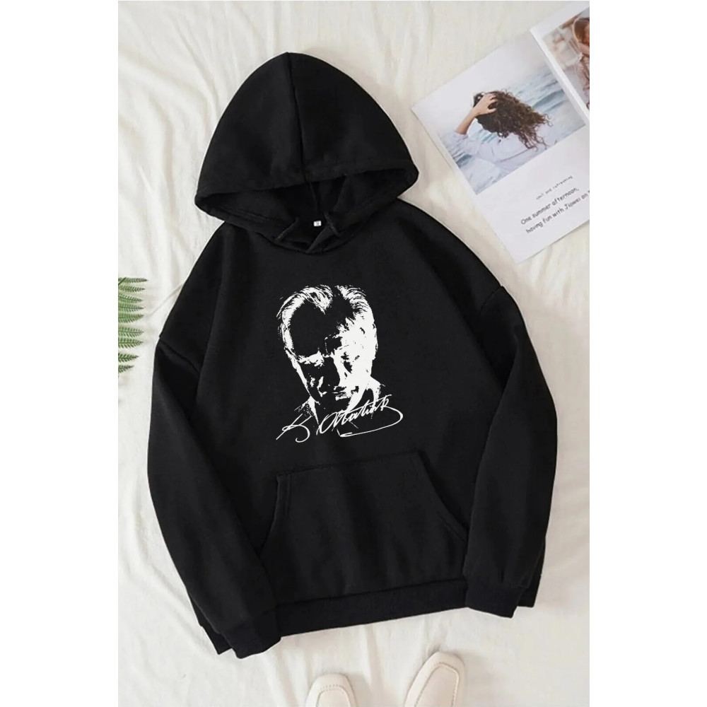 EgeModa Unisex Atatürk Baskılı Oversize %100 Pamuk Kapüşonlu Sweatshirt XL Beden Bayan Sweatshirt Fiyatı
