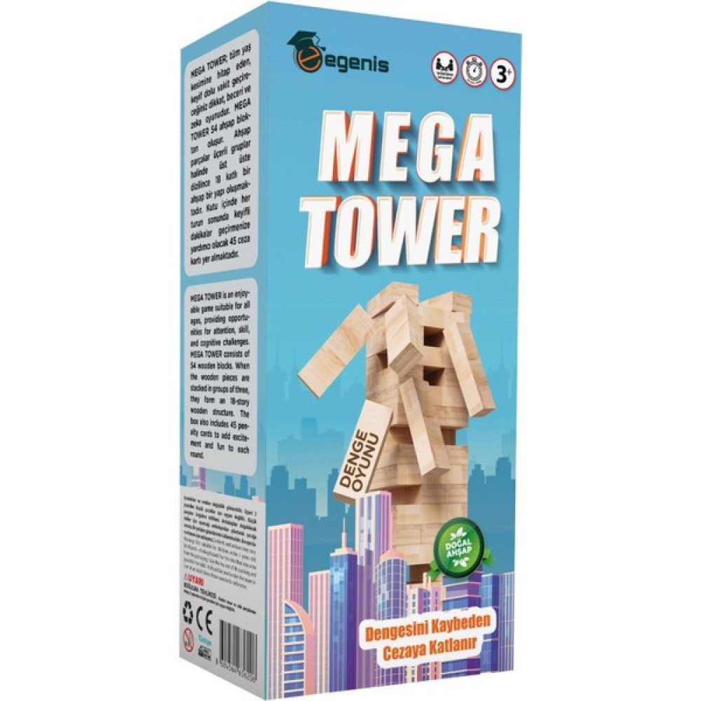 Egenis Mega Tower Cezalı Jenga -Cezalı Tower - Ahşap Büyük Boy 54 Parça Oyun Takımları Fiyatı