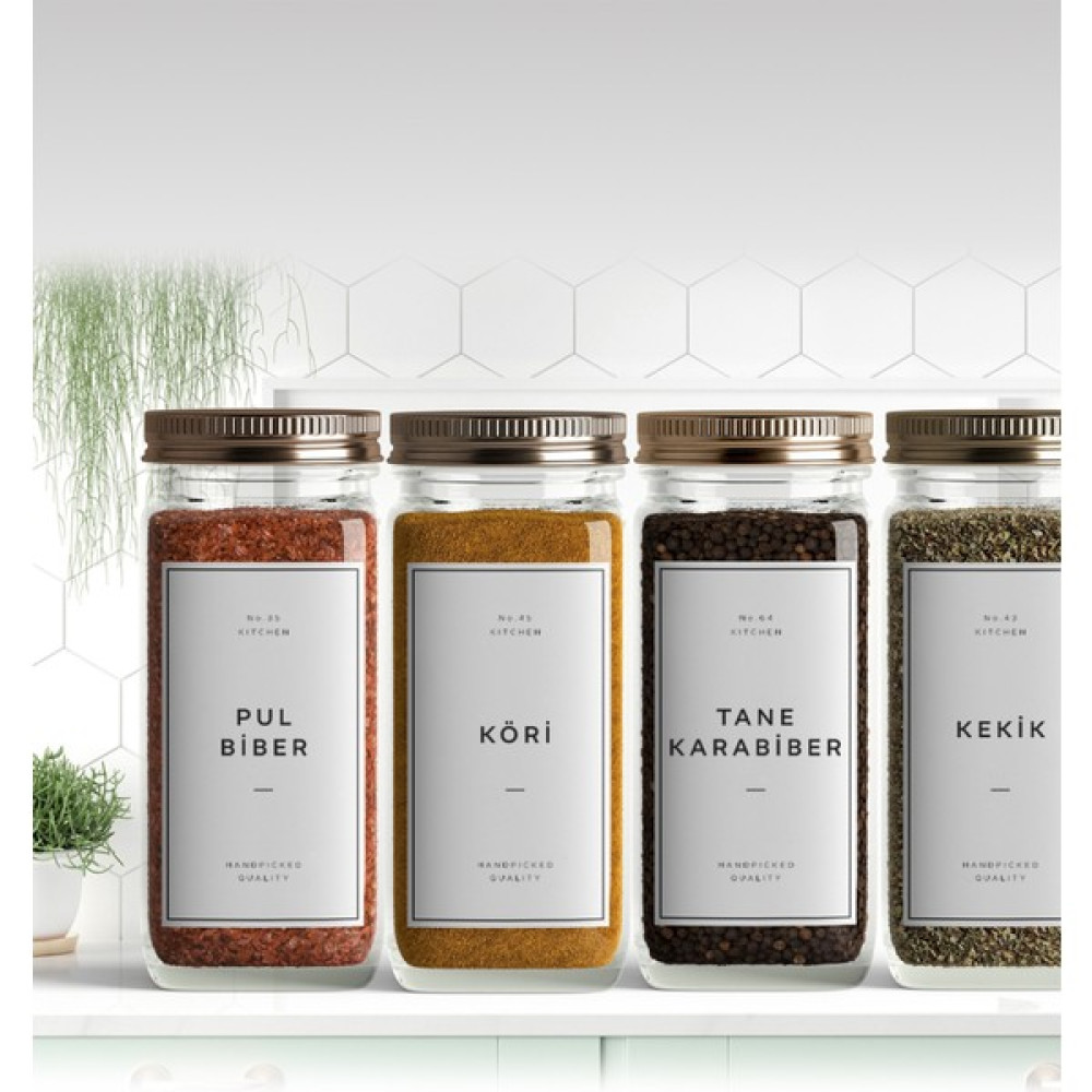 Egesta 110 Adet Modern Baharat Bakliyat Çay Kuruyemiş Kavanoz Etiket -Sticker 5,5x9,5 Sudan Etkilenmez Yapı Kimyasalları & Yapıştırıcılar Fiyatı