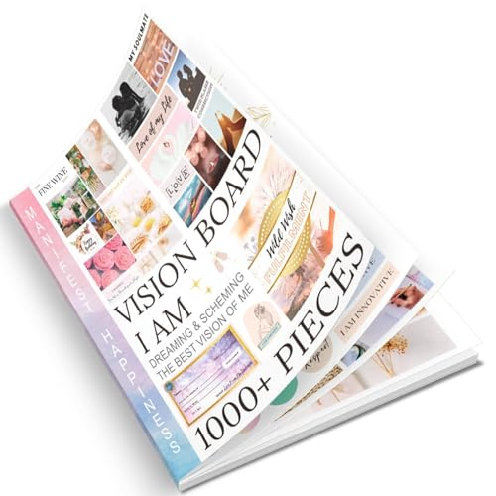 EggSun Vision Board Book Supplies for Women, Collage Clip Art Magazines Book Journal Scrapbook Kit, 1200+ Inspirational Pictures Quotes 112P Visualization Board Supplies Wall Art for Beginners
