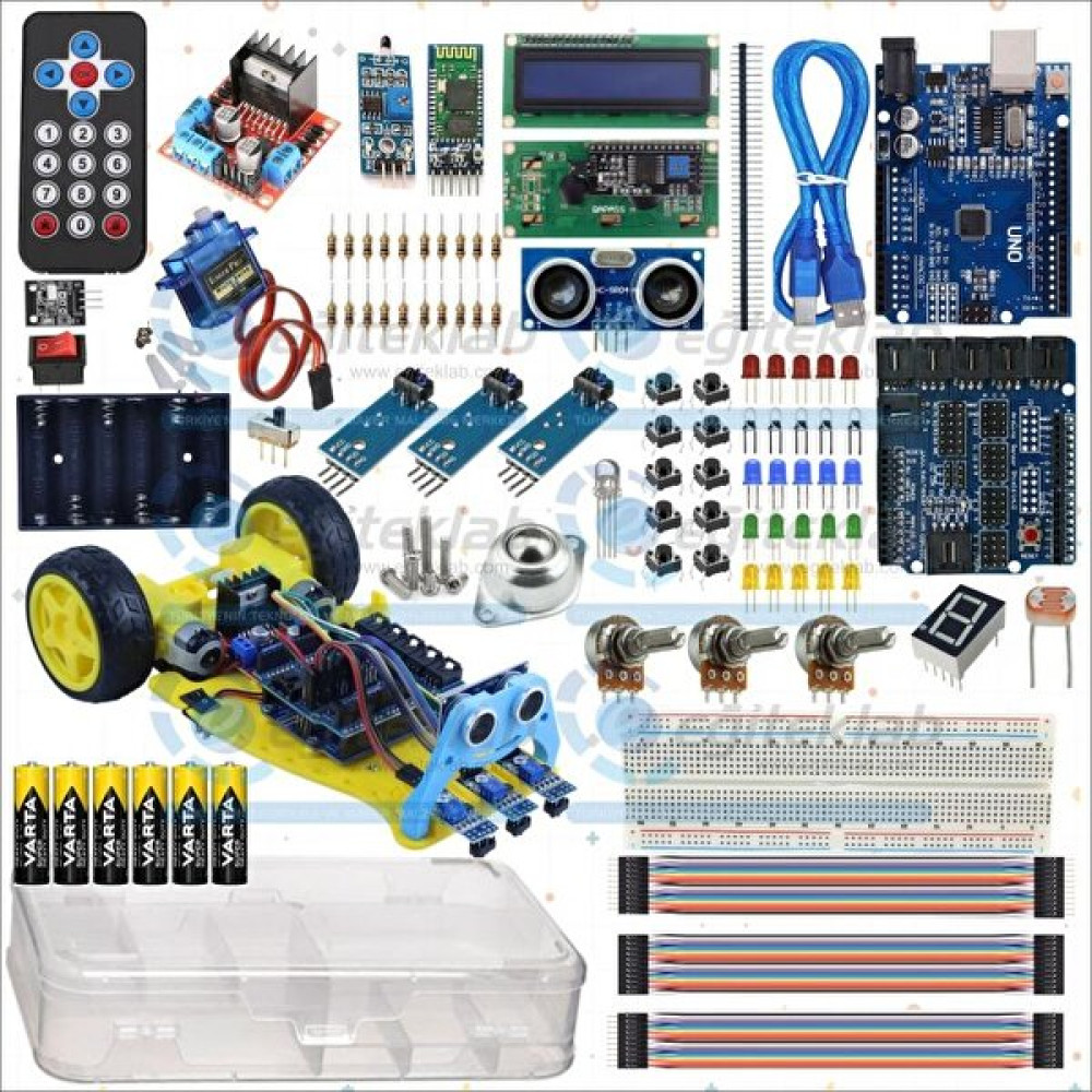 Eğiteklab Meslek Lisesi Robotik Kodlama Dersi Arduino Uygulama Eğitim Seti + Araç Kiti Oyun & Hobi Fiyatı
