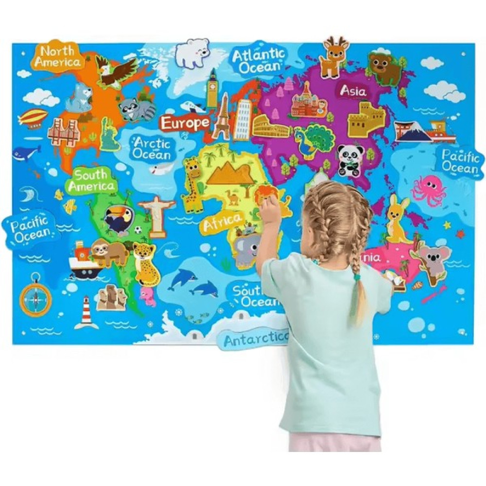 Eğitici Montessori Keçe Dünya Haritası 70*109 cm Eğitici Oyuncak Fiyatı