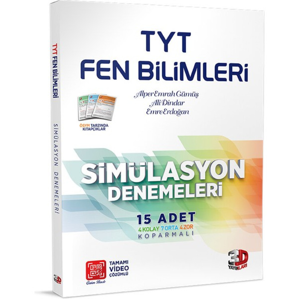 Eğitim Vadisi Yayınları 3D Yayınları Tyt Fen Bilimleri 15'li Simülasyon Denemeleri Tamamı Tüm Dersler Fiyatı