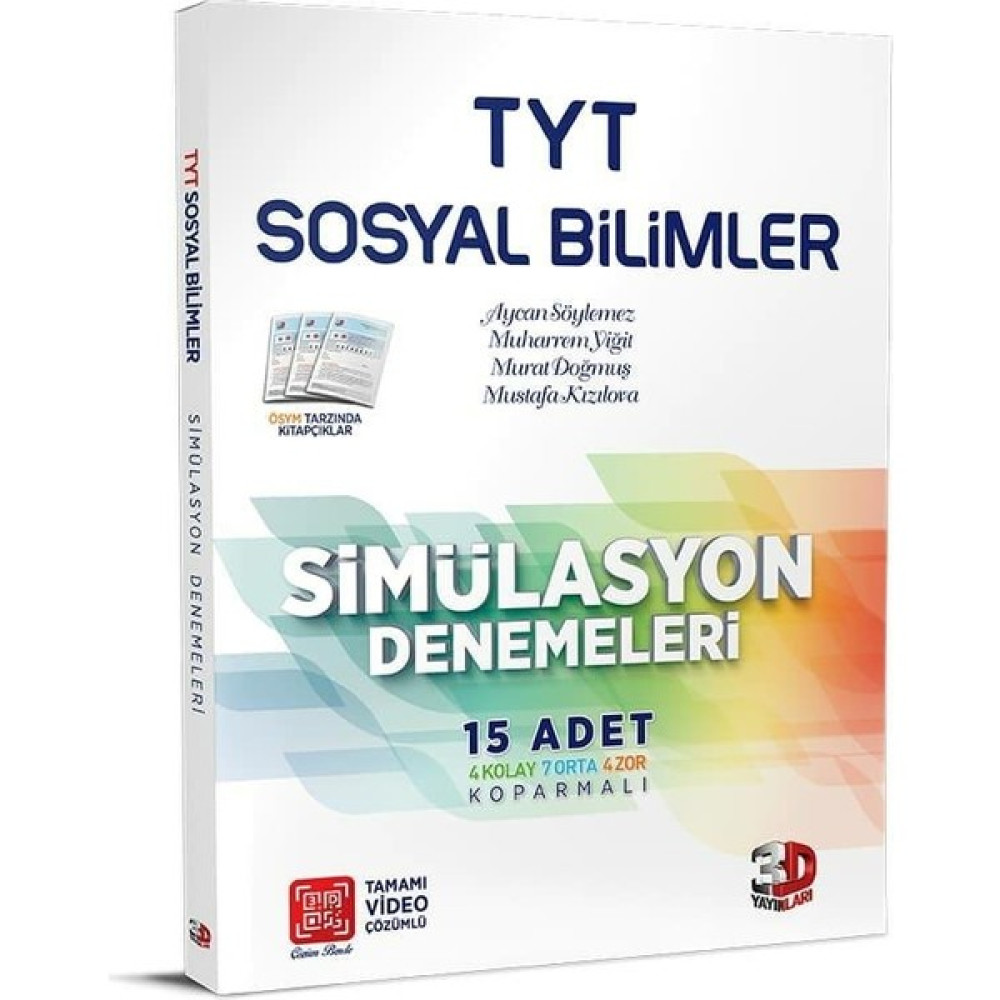 Eğitim Vadisi Yayınları 3D Yayınları Tyt Sosyal Bilimler 15'li Simülasyon Denemeleri Tama Tüm Dersler Fiyatı