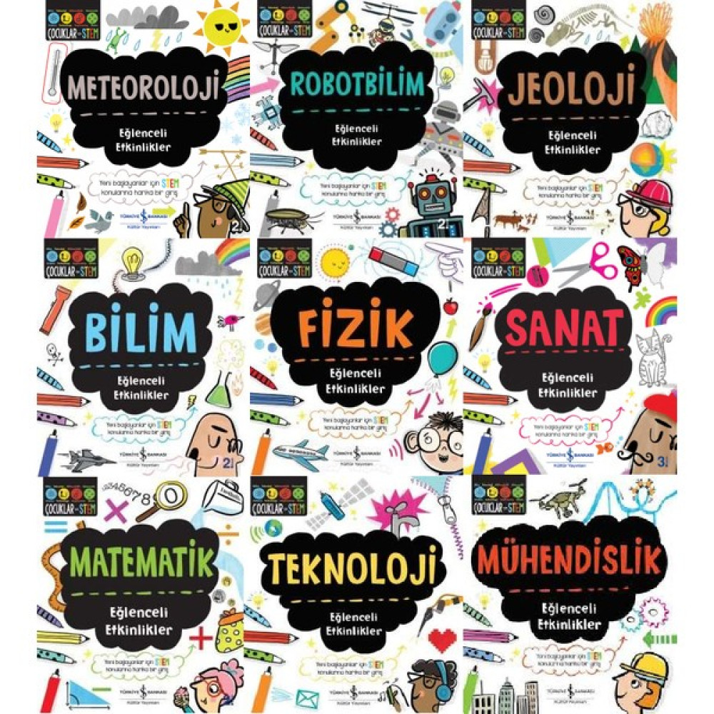 Eğlenceli Etkinlikler 9 Kitap Set Stem (Matematik-Bilim-Meteoroloji-Jeoloji-Robotbilim-Teknoloji-Sanat-Fizik-Mühendislik) Bilim & Teknik Fiyatı