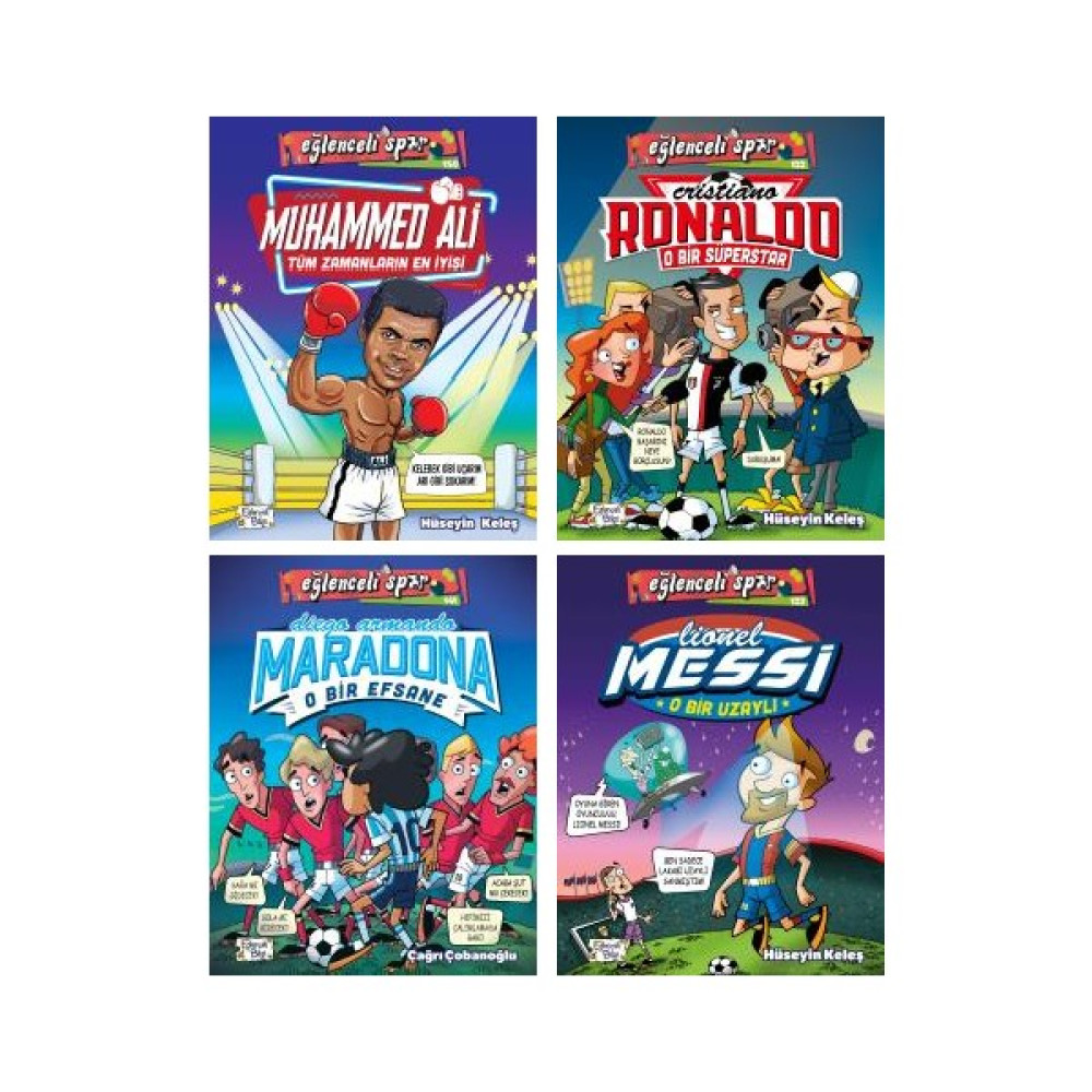 Eğlenceli Spor 4 Kitap Set - Muhammed Ali - Ronaldo - Maradona - Messi Çocuk Öykü Fiyatı