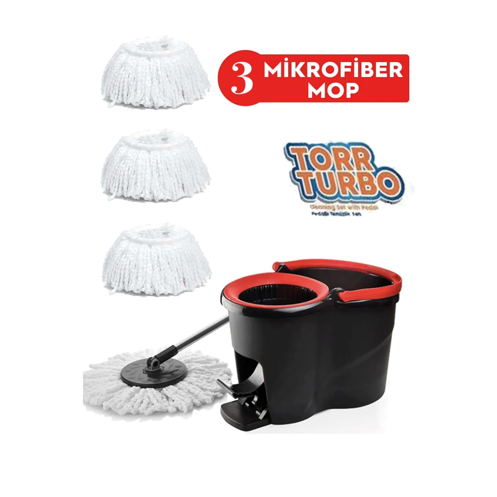 Egonex Turbo 2in1 Pedallı Temizlik Seti + 2 Mop Hediyeli Yeni Nesil Vileda Mop Döner Mop Deterjan ve Temizlik Ürünleri Fiyatı